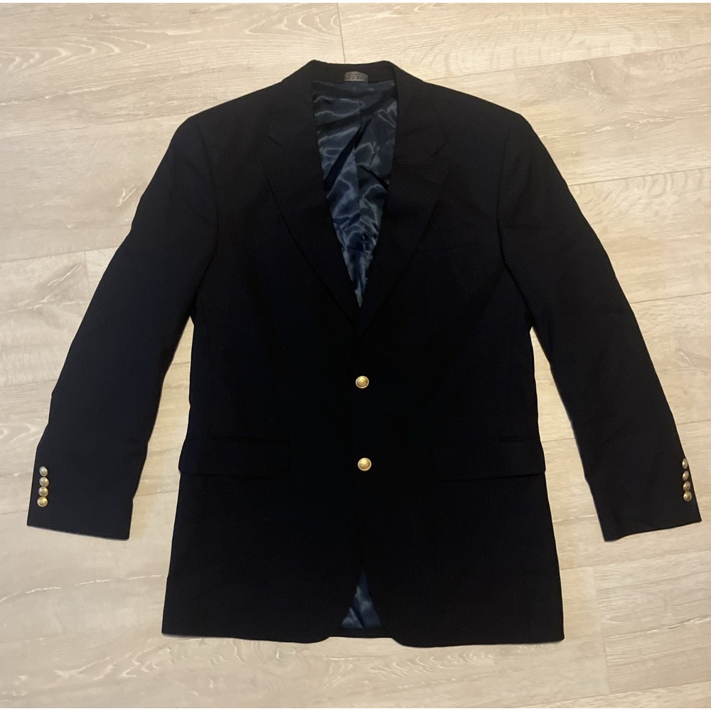 Jos. A. Bank Men's 100% Wool Gold Button Blazer Jacket Blue Size 42L